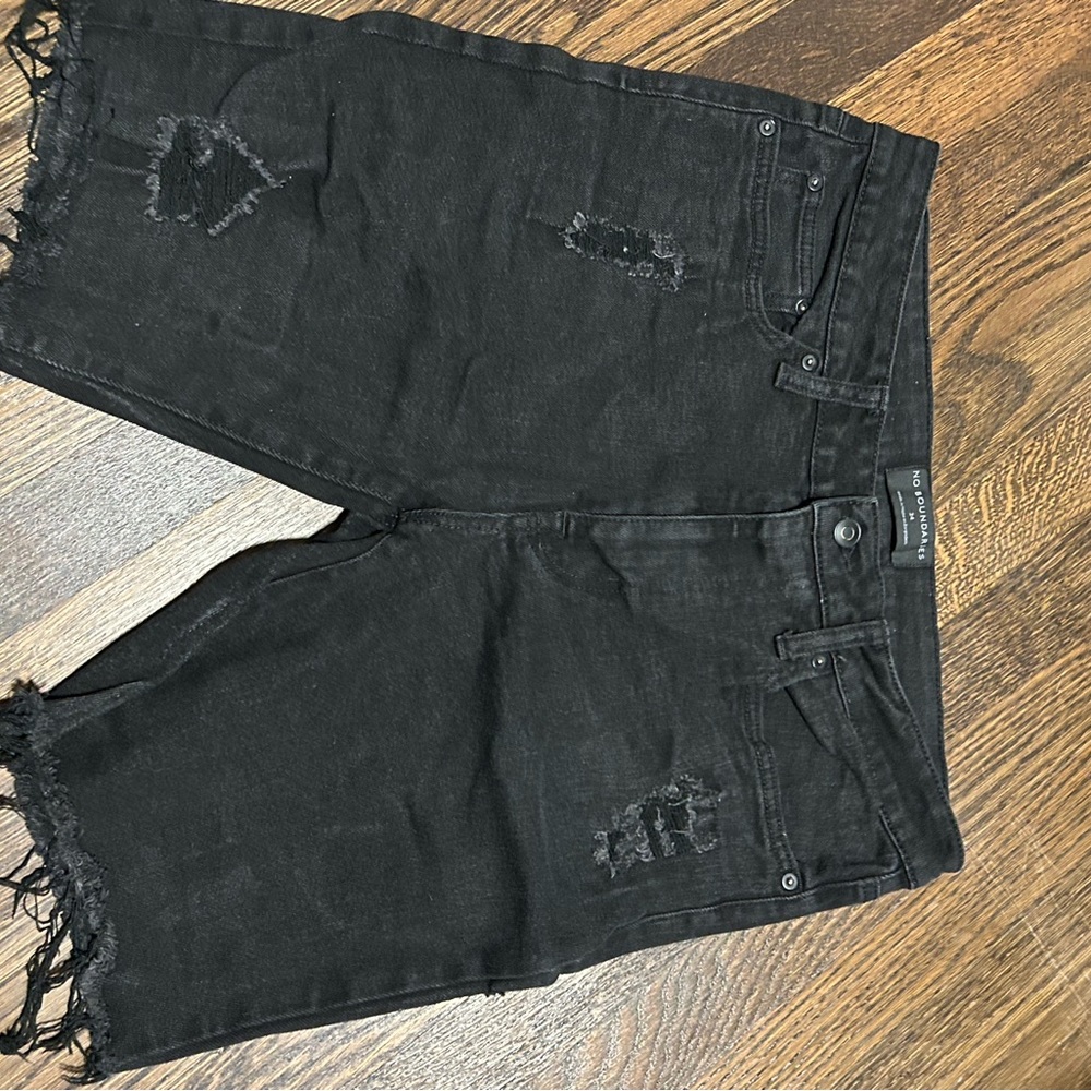 Zara Black Distressed Jean Shorts
